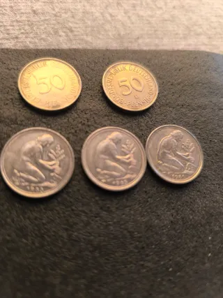 Lote 5 monedas alemanas 50 Pfennig