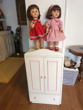 Armario Ropero Muñecas Madera Blanco Rosa