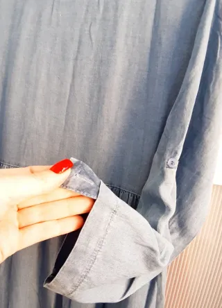 Vestido camiseiro azul comprido em ganga S/M