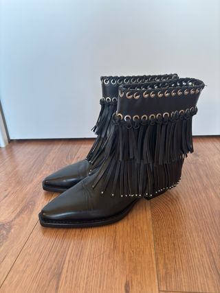 Botines Zara Piel Flecos Talla 38
