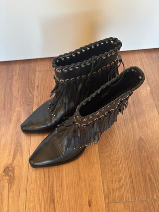 Botines Zara Piel Flecos Talla 38