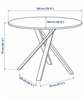 Mesa comedor MARIEDAMM Ikea efecto mármol y metal