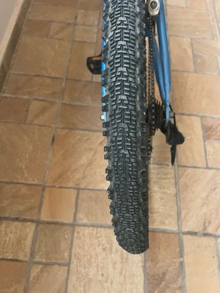 Bicicleta azul con portabidón