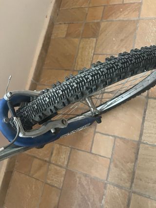 Bicicleta azul con portabidón