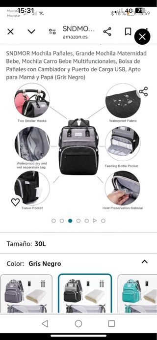 Mochila cambiador bebé