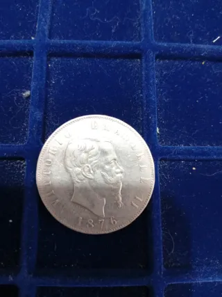 Moneta Argento 5 Lire 1876 Scudo