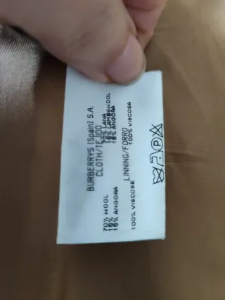 Abrigo Burberrys Mujer Lana Beige T.38