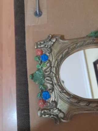 Espejo Decorativo Dorado Flores