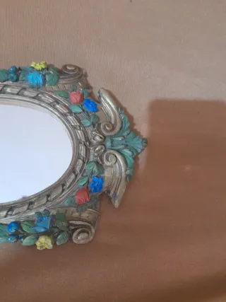 Espejo Decorativo Dorado Flores