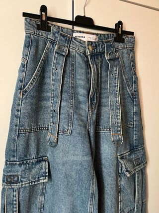 Pantaloni Jeans Cargo Blu