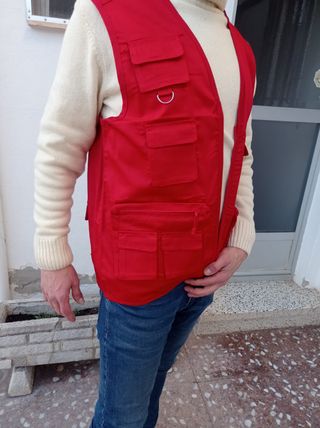chaleco multibolsillo ligero rojo nuevo unisex