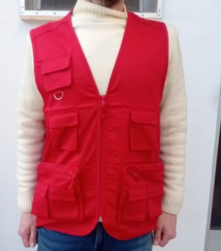 chaleco multibolsillo ligero rojo nuevo unisex