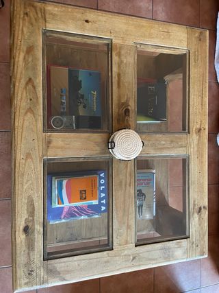 MESA CENTRO MADERA Y CRISTAL