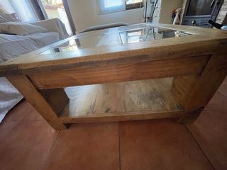 MESA CENTRO MADERA Y CRISTAL