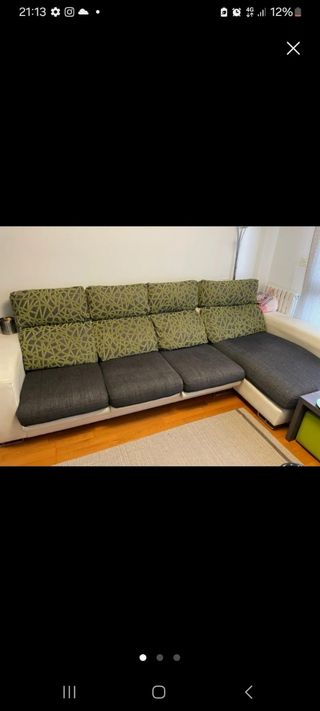 Sofá cama gris y verde