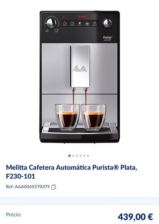 Cafetera Melitta Purista Plata F230-101