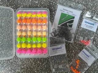 Huevas para la pesca de truchas arco iris