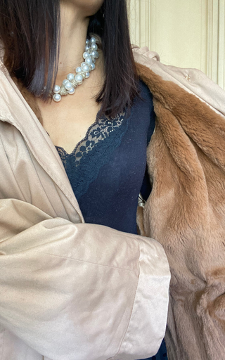 Parka lunga elegante beige/marrone