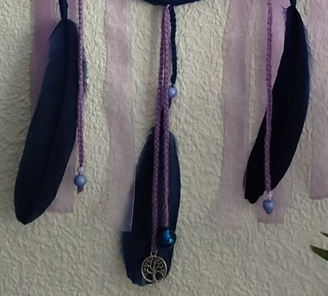 Atrapasueños grande 25 x 90 cm - azul tinta y lila