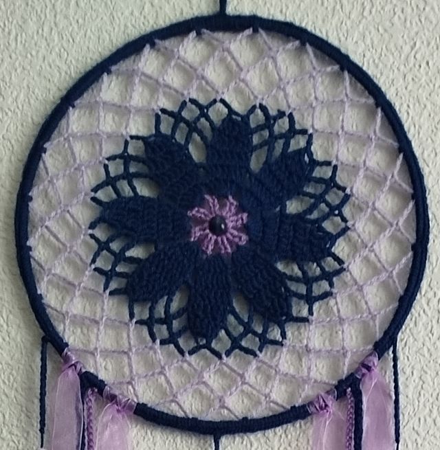 Atrapasueños grande 25 x 90 cm - azul tinta y lila