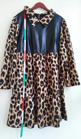 Vestido mujer Negro Talla Grande 4XL leopardo