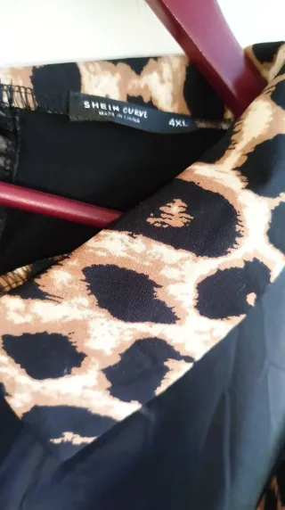 Vestido mujer Negro Talla Grande 4XL leopardo