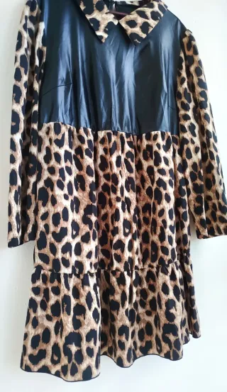 Vestido mujer Negro Talla Grande 4XL leopardo