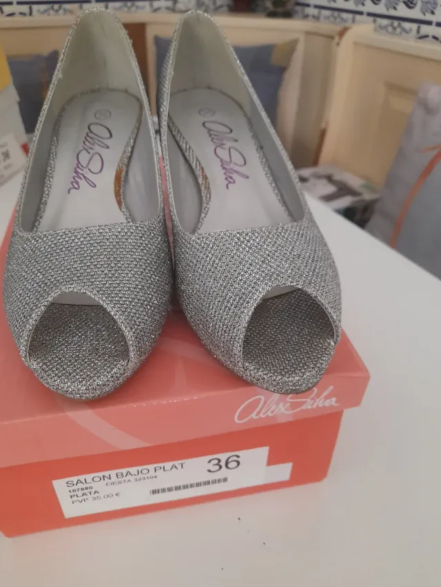 Zapatos Alex Siha Plata Talla 36
