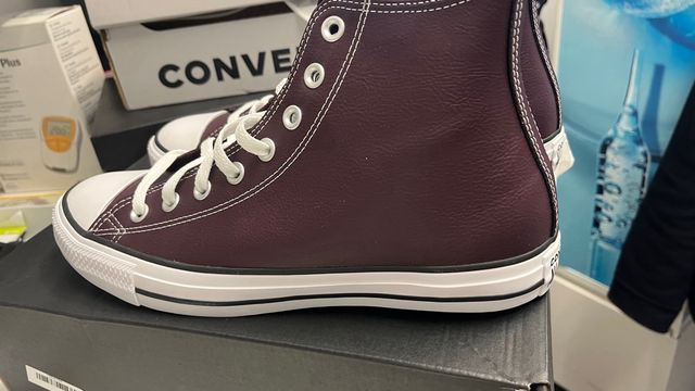 Zapatillas Converse altas de piel burdeos - 42