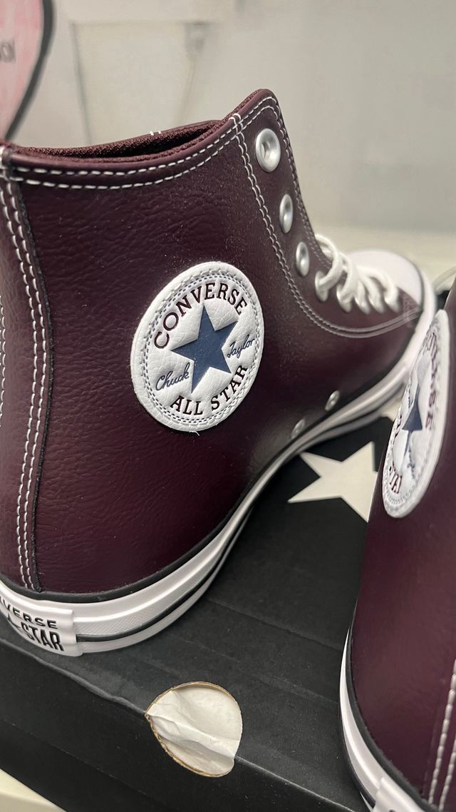 Zapatillas Converse altas de piel burdeos - 42