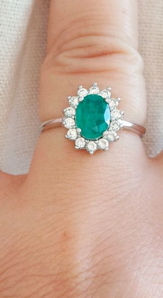 Anillo Esmeralda Natural y plata de ley 925