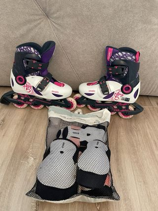 patines en línea, talla 30-32. Con protecciones.