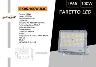 FARETTO LED PROFESSIONALE UNVERSO BK05-100W-B3C