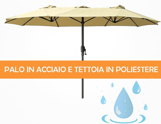 Ombrellone Doppio da Patio Rettangolare con Sistem