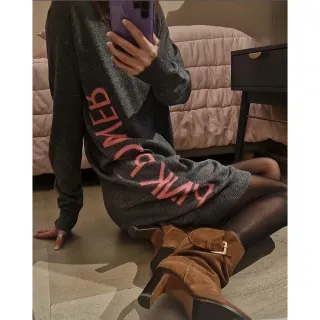 Maglia abito Pepita grigio con scritte rosa tg. 40