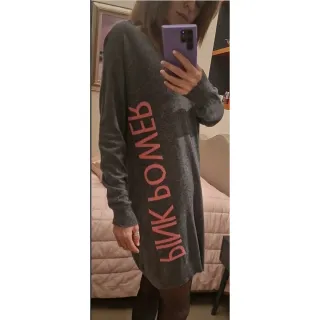 Maglia abito Pepita grigio con scritte rosa tg. 40