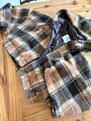 Cazadora bomber borreguito cuadros mujer