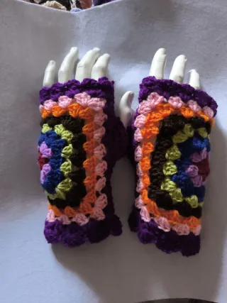 Guantes sin dedos granny square multicolor