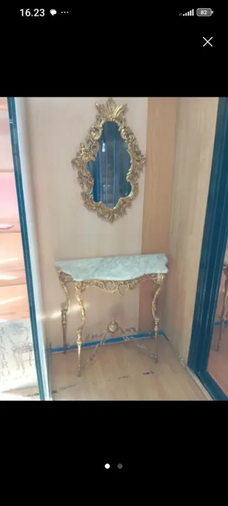 Conjunto recibidor mesa y espejo