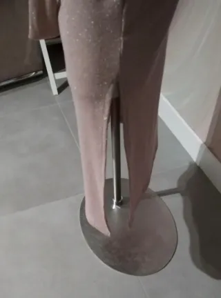 Vestido fiesta brillo suave rosa pastel