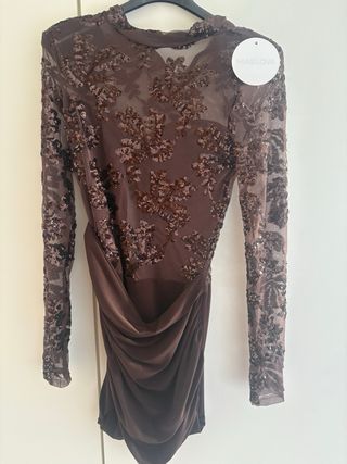 Vestido midi marrón fiestas