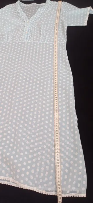 Camisón Vintage Azul Turquesa Lunares