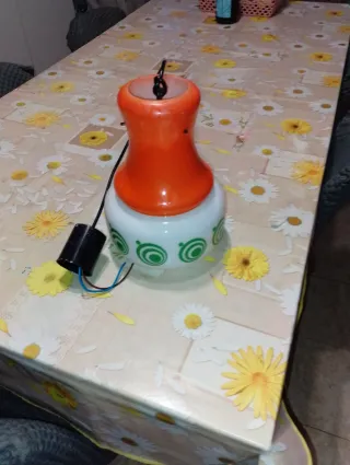 Lampadario vintage anni 60 arancio e bianco