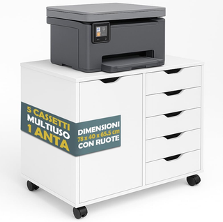 Schedario da Ufficio Porta Stampante con Ruote, Mo