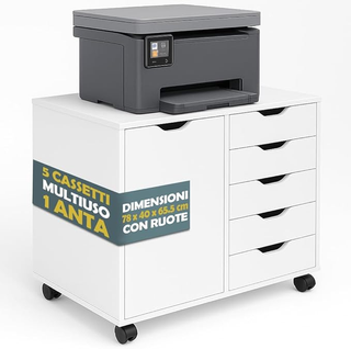 Schedario da Ufficio Porta Stampante con Ruote, Mo