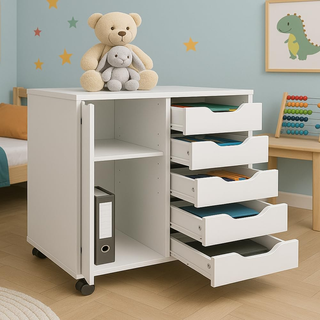 Schedario da Ufficio Porta Stampante con Ruote, Mo