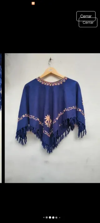 Poncho Cachemira Bordado Étnico