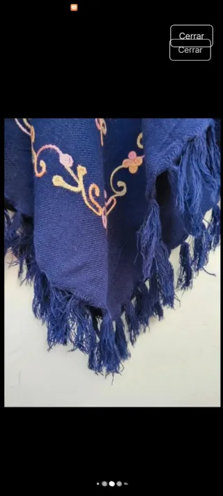 Poncho Cachemira Bordado Étnico