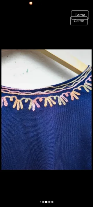 Poncho Cachemira Bordado Étnico