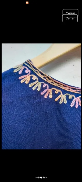 Poncho Cachemira Bordado Étnico